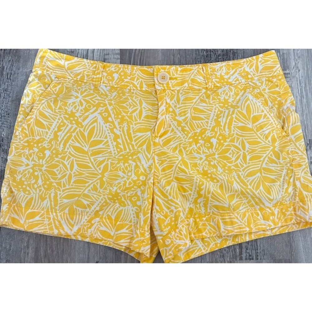 Lilly Pulitzer Yellow White Tropical Print Shorts Size 14